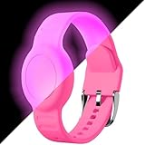 Foweroty Bracelet for AirTag 2nd Gen (2026) & 1st for Kids, Waterproof for air tagholder with Soft Silicone, Full Coverage Anti-Lost Hidden Wristband Accessories Watch Band for Child, Luminous Pink