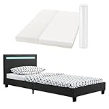Juskys Polsterbett Verona 90x200 cm schwarz mit Matratze - Einzelbett...