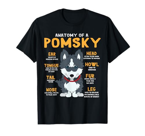 Pomsky Anatomy - Regalo divertido para perro, mamá, papá Camiseta