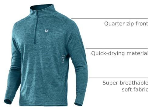 Image of NORTHYARD Men's Quarter Zip Pullover Athletic Running Shirt Long Sleeve | 1 /4 Zip Top, Quick Dry Lightweight, Moisture Wicking Breathable, Reflective Strips, Performance Workout Gym, Hiking Sports