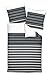 Produktbild Janine Bettwäsche-Set J.D. 87017 Farbe 08 Schiefer Schwarz 100% Baumwolle Mako-Satin Modernes Streifen-Design, Größe:200x200 cm + 2 x 80x80 cm