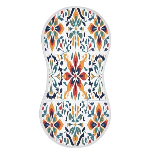 Traditional Tiles Burp Cloths Cotton Baby Washcloths,Large 22x11in Burping Cloth Absorbent and Soft for Newborn Baby Boys and Girls,2 Pack