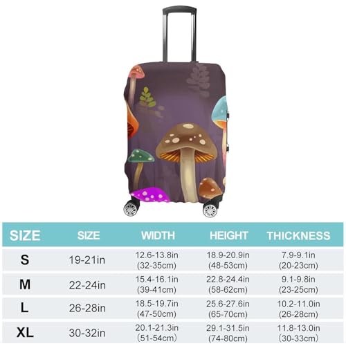 Colorful Mushroom Printed Luggage Cover Protector, Fits 18-32 Inch Luggage2