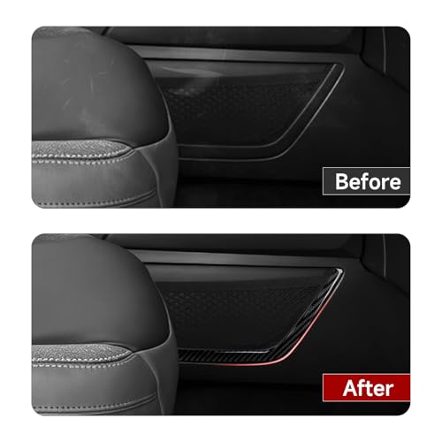 Image of Car Carbon Fiber Gear Shift Panel Side Storage Net Frame Cover Trim Decals Accessories for Ford Bronco Sport 2021 2022 2023 2024 Interior Sticker