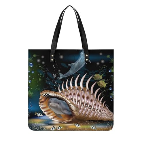 Sac à bandoulière Poisson Dauphin grand sac shopper pour voyager l'esprit léger