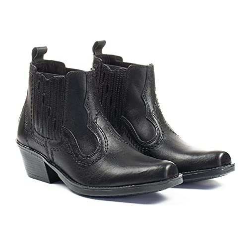 Bota Masculina Country Bico Fino Couro Legitimo Cano Médio (41)