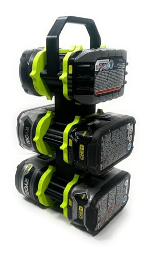 18V Battery Holder Secure 6-Slot Storage Case for Ryobi Li-Ion Batteries (1.5Ah6.0Ah) Compact 3D Printed Organizer Rugged ABS Build Batteries Not Included