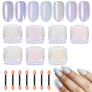 Gzmayuen 7 Farben Pearl Chrom Nagelpuder Set