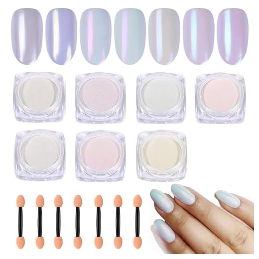 GZMAYUEN Polvo cromado para uñas, 6 colores/frascos, efecto espejo, efecto burbuja metálica, decoración de uñas, con 6 varillas de sombra de ojos