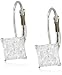 10K White Gold Swarovski Zirconia Princess Cut Lever back Earrings (2 cttw)