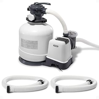 INTEX 3000 GPH Above Ground Swimming Pool Sand Filter Pump with Automatic Timer with 2 Pack of 1.5" Diameter 1500 GPH Pump Replacement 59" Hoses