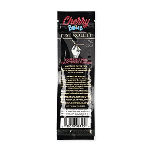 King Palm Flavors Wrap With Flavored Filter Tip - Cherry Bomb (2Pk 15Ct Display) - All Natural Rolling Papers - Flavored Filter Tips - Natural Palm Leaf Wrap #TOP7