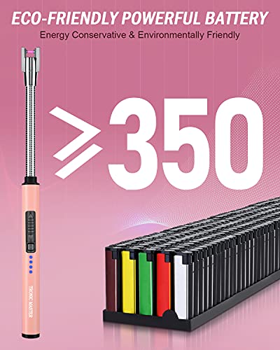 Lighter, Candle Lighter Electric Plasma Arc Lighters Windproof & Flameless with USB Rechargeable Battery Flexible Gooseneck (Rose Gold) - Thumbnail 4