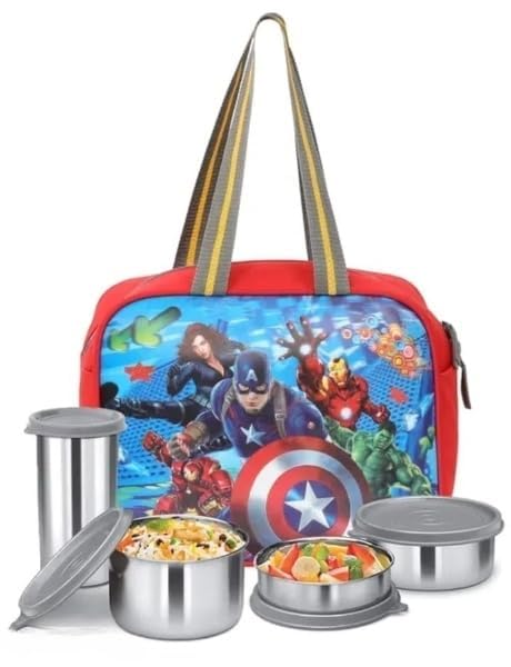 HIGHFLIER Stylish Superheros Themed Lightweight Lunch/Storage/Tiffin Bag for Kids, Pack of 1 (Red)