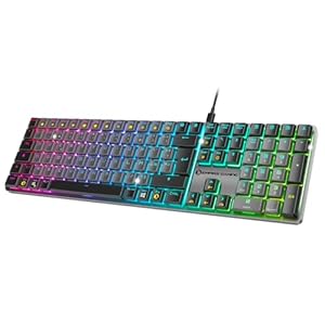 EMPIRE GAMING K243 – Mechanische Gaming-Tastatur, kabelgebunden, FR (AZERTY), 111 Tasten, abnehmbar, MX Red, RGB 24 Effekte, Anti-Ghosting NKRO, kompatibel mit PC & Konsolen