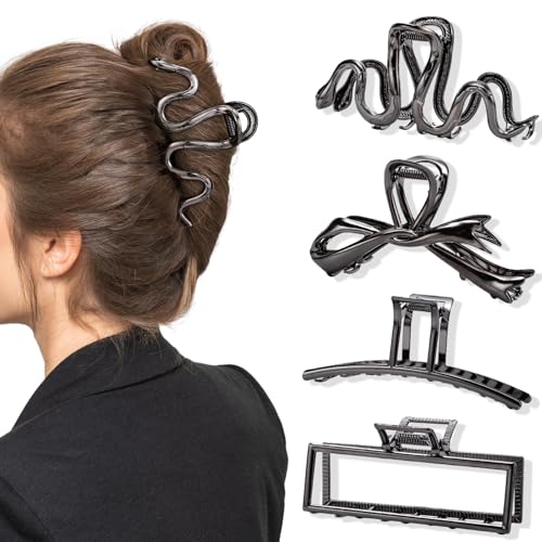 Obeoby 4 Pack Metal Hair Clips, Large Claw Clips for Women Thick ...