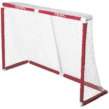 Mylec Official Regulation Sized PVC Hockey Goal for Indoor + Outdoor 6 x 4 Feet, Lightweight & Portable, Sleeve Netting System Red, 14 Pounds