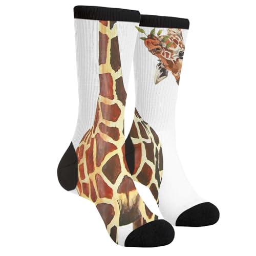 YISHOW Unisex Novelty Crew Socks Casual Funny Crazy Dress Socks Gift, Giraffe4, One size