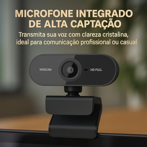 Top 1 Webcam Premium Full HD 1080p com Microfone, USB Plug & Play, Foco Automático – Para PC, Notebook, Zoom, Teams, Meet Sky