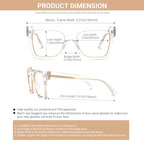 Image of VOOGLAM Square Blue Light Glasses for Women Men Anti Eyestrain Dry Eyes Computer Phone TV Eyewear Ibrahim