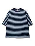 [グッドウェア] BIGTシャツ ボーダー USAコットン メンズ レディース (JP, アルファベット, XL, ネイビー)