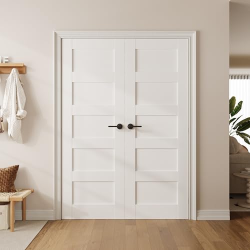 SMARTSTANDARD 56" x 80" Interior French Slab Door, 5-Panel Pantry