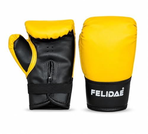 Image of FELIDAE Kids Boxing Kit Set Pack of 4 | Punching Bag for Karate & Martial Arts | Bounce-Back Training Bag for Boys & Girls (Ages 5-13) (Boxing KIT Yellow)