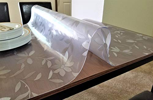 Limited Stock Plastic Table cloth, Multi size Table Protector Pad - PVC Vinyl Top Protector for rectangle desk, wood table cover for dining table - Heavy duty Tablecloth (24 X 60 inches, Floral 1.5mm Thick)