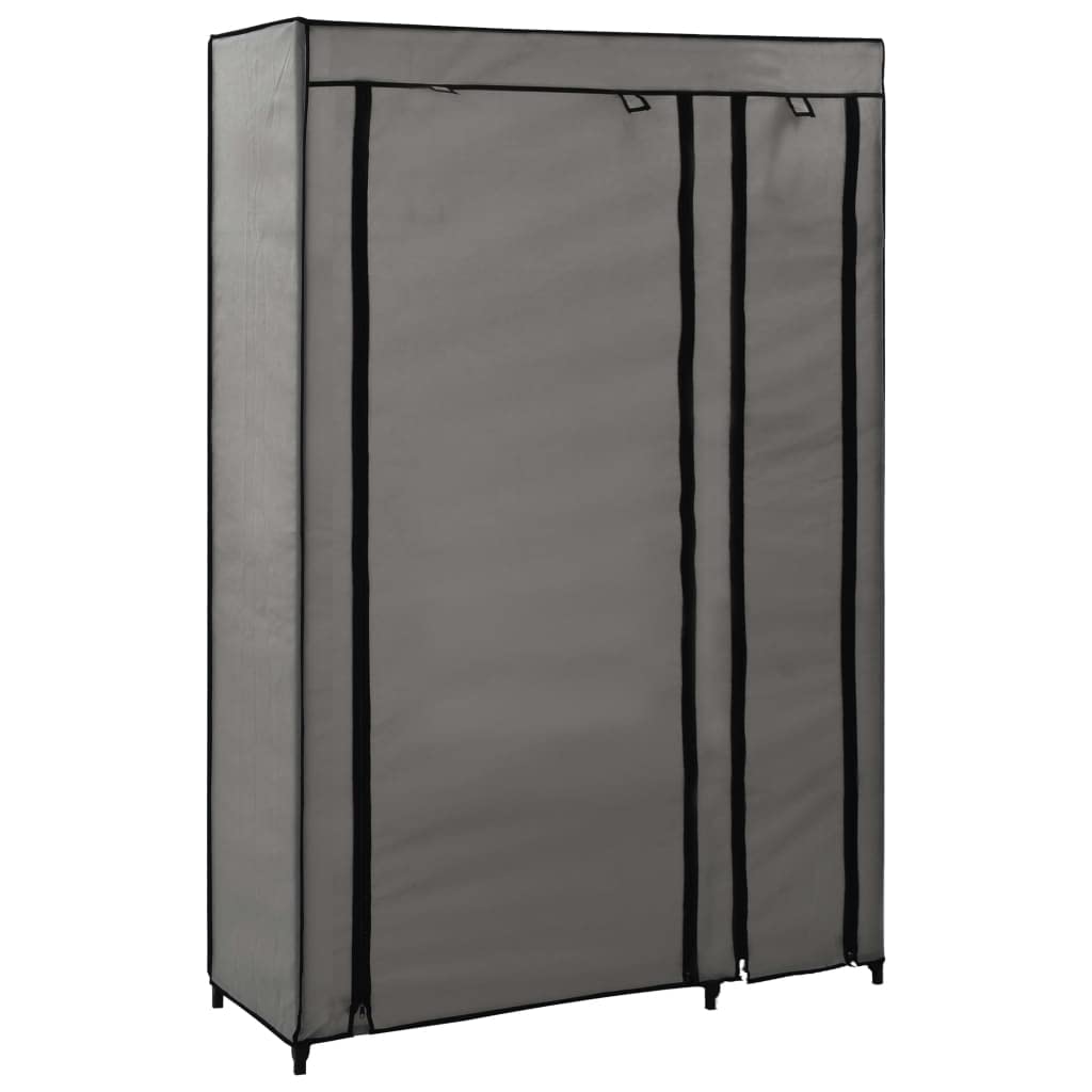 vidaXL Faltschrank Kleiderschrank Stoffschrank Campingschrank Garderobe Schrank Regal Textilschrank Garderobenschrank Grau 110x45x175cm Stoff