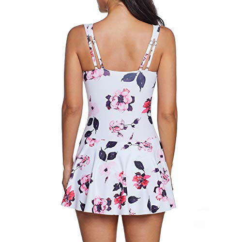 image for Zando Floral Women's Tummy Control Swim Dress | One Piece Swimsuit wit