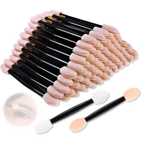 KEWUF 100Pcs pinceaux maquillages yeux, Brosse Fard à Paupière Applicateur Fard a Paupiere, Pinceau Ombre à Paupière Brosse à Paupières Éponge ombre à paupières pinceau pour Application de Maquillage