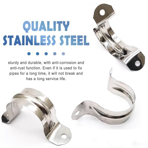Image of Nge 1.5inch Rigid Pipe Strap Clamp-Two Hole Strap-U Bracket Tube Clip-Stainless Steel Heavy Duty Pipe Fasten Holder-Secures Conduit,20Pcs(50mm), For 1.5in Inner Diameter Water Pipe