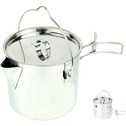 Mastiff Gears ® 304 (18/8) Stainless Steel (FDA Compliant) Camping Cup/Pot with Lid and Folding Handles, Ideal for Bushcraft, Backpacking, Survival, and Other Outdoor Activities Cover