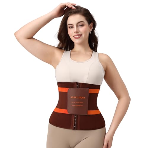 SCULPT TOUCH Waist Trainer for Women with 9 Steel Bones Adjustable Tummy Control Belt for Postpartum Support Workout Shaping & Daily Wear