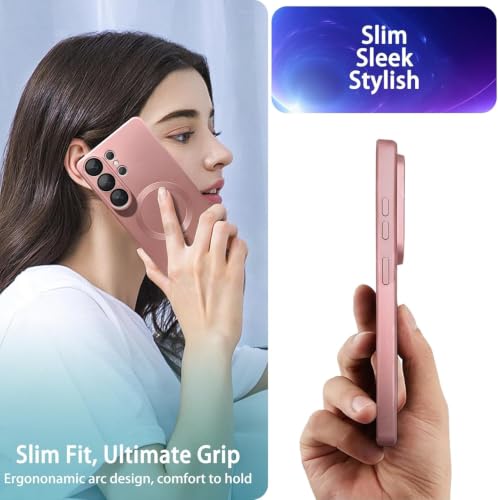 Image of MagPro Metallic Finish Case for Samsung Galaxy S26 Ultra | MagSafe Compatible Magnetic Cover, Matte Luxury Metallic, Shockproof TPU, Camera Lens Guard, Wireless Charging Compatible Rose Pink