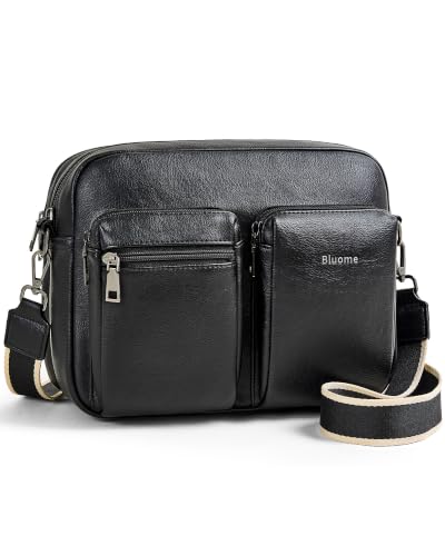 Image of Bluome Crossbody Purse for Women Multi Pocket Crossbody Bag with 3 Front Pockets Leather Shoulder Bag Everyday Travel Bag