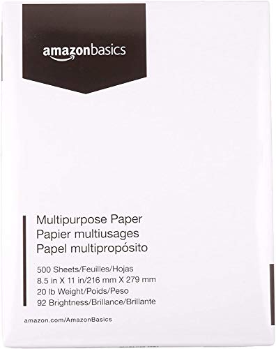 AmazonBasics Multipurpose Copy Printer Paper - White, 8.5 x 11 Inches, 1 Ream