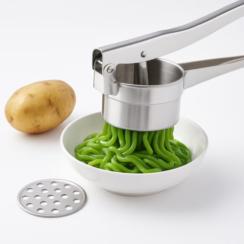 Khuon Banh Presse Lot en acier inoxydable – Presse-pommes de terre multifonction – Presse à cendol – Presse à spätzle – Passoire alimentaire manuelle robuste avec 3 disques interchangeables pour riz