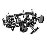 Sharplace 10er Set Manschettenknöpfe Rohlinge Fläche Silber Bronze Roségold Rohling für Schmuckherstellung, schwarz, 12 mm