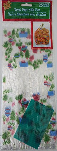 75Pcs Flat Christmas Holiday Cello/Cellophane/Loot Treat Bag With Ties Large 5" #TOP6