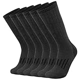SOX TOWN Men's Merino Wool Cushion Crew Socks Moisture Wicking Control for Outdoor Hiking Work Boot Thermal Warm All Seasons(DarkGrey L)