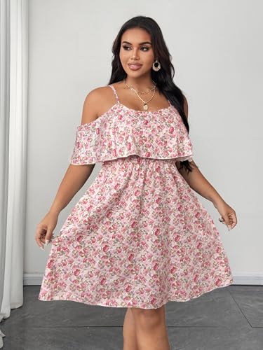 Image of Plus Size Summer Dresses for Women Casual Short Sleeves A Line Midi Dress