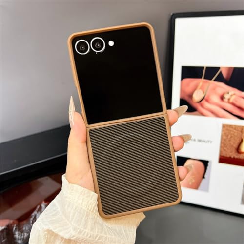 Coque Galaxy Z Flip4 fibre de carbone marron étui premium en silicone