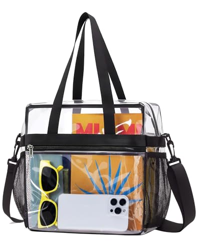 Lyingflat Clear Bag for Stadium Events Founctional 12x6x12 Stadium Approved Clear Tote Bag with...
