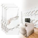 Hebitod Marble Look - Pannelli da parete in PVC, 120 x 60 cm, per montaggio fai da te, impermeabili, 3D per cucina, bagno, confezione da 4, colore bianco YB003 - 5
