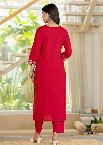 Image of Pistaa's Women's Ethnic Motifs Printed Regular Pure Cotton Kurta with Trousers With Dupatta Set