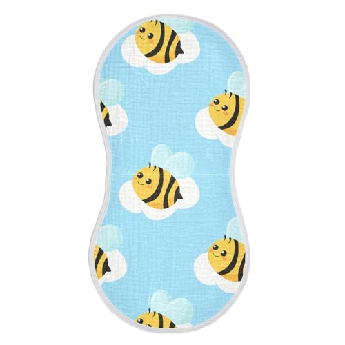 xigua Cartoon Bees Baby Burp Cloths for Newborn Boys and Girls 1 Pack, Soft & Absorbent Cotton Baby Burp Cloth, Baby Washcloths, Newborn Towel, Burp Rags - Main Image