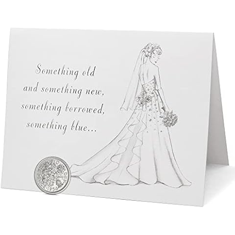 IMOMOTO Sixpence Coin for Bride’s Shoe with Wedding Card, Something Old, Something New, Something Borrowed, Something Blue, and a Sixpence for Her Shoe (1954~1967) Cover