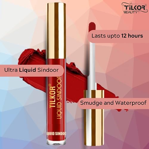 Image of TILKOR Ethnic Elegance: Liquid Sindoor - Smudge-Proof Formula - Skin-Friendly & Safe - Travel-Friendly Packaging - Perfect for Festivals & Special Occasions (Maroon)