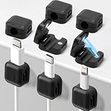Art3d 8 Pack Magnetic Cable Clips, Black Minimalist Cable Management Accessories, Cord Smooth Adjustable & Adhesive Backing Cord Organizer for Office, Home, Desk, Wall, Nightstand, Phone, Car